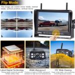 RV Backup Camera Wireless Recording 2 Cameras - Plug and Play Pre-Wired for Furrion System Night Vision 4 Channels HD 1080P 7'' Touch Key Monitor Rear View Camera for Trailer/Trucks/Camper Yakry Y28