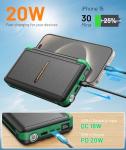 Power Bank Solar Charger 46800mAh Built in 4 Cables 3 Foldable Solar Panels, PD20W Fast Charging Portable Charger, LED Display Powerbank USB C in/Output, External Battery Pack with SOS Camping Light