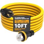 Tellegloww 10FT NEMA L14-30P to SS2-50R RV Marine Power Generator Adapter Cord, 30A 4 Prong Locking Generator L14-30P Male to 50A Marine Shore Power SS2-50R Female with Locking Ring 125V/250V