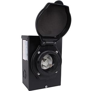 30A/50A Power Inlet Box for Generator, Journeyman-Pro ETL Listed, w/Waterproof Cover,L5-30P,TT-30P,L14-30P,SS-2-50P | 30 or 50 Amp 125/250V | for 3 or 4 Prong Extension Cord (L14-30P-BLACK)