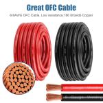 6 Awg Battery Power Cable -20FT Red + 20FT Black 6 Gauge Flexible Welding Cable OFC Copper Wire with Lugs Terminal Connectors and Heat Shrink Tube for Automotive, Battery, Inverter,Boat and Generator