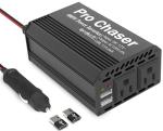 Pro Chaser 400W Car Power Inverter 12V DC to 110V AC Car Truck RV Inverter 6.2A Dual USB Charging Ports for Road Trips (USB C Adaptors Included) (Black)