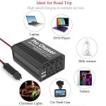 Pro Chaser 400W Car Power Inverter 12V DC to 110V AC Car Truck RV Inverter 6.2A Dual USB Charging Ports for Road Trips (USB C Adaptors Included) (Black)