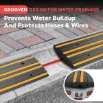 Pyle 8 Ft. Rubber Curb Ramp Set - Pack of 2 Heavy Duty Non-Slip Threshold Ramps for Driveways & Sidewalks, Waterproof, Yellow Reflective Strips, Expansion Screws Included, 48’’x16’’x2.6’’ Inches