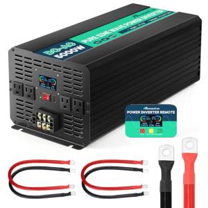 Mxmoonfree 5000W Pure Sine Wave Power Inverter 12V DC to 110V AC with Wireless Remote Control LCD Display 1 USB Port, 4 AC Outlets, 1 Terminal Blocks for RV Truck Cabin Off Grid