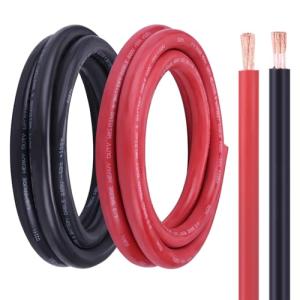 Geosiry 4/0 Battery Cable, 10FT Red + 10FT Black 4/0 Welding Cable, Stranded Oxygen-Free Pure Copper Wire for Automotive, Battery, Solar, Marine and Generator