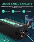 Mxmoonfree 5000W Pure Sine Wave Power Inverter 12V DC to 110V AC with Wireless Remote Control LCD Display 1 USB Port, 4 AC Outlets, 1 Terminal Blocks for RV Truck Cabin Off Grid