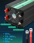 Mxmoonfree 5000W Pure Sine Wave Power Inverter 12V DC to 110V AC with Wireless Remote Control LCD Display 1 USB Port, 4 AC Outlets, 1 Terminal Blocks for RV Truck Cabin Off Grid