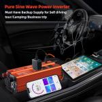 1000W Pure Sine Wave Inverter, Car Power Inverter, 12V DC to 110V AC Power Converter, Emergency Power Inverter with Type-C, Dual 5.2V/2.4A USB, 3AC Outlets for Home,Camping, RV, Truck, Vehicles