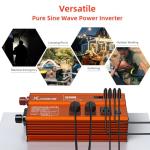 1000W Pure Sine Wave Inverter, Car Power Inverter, 12V DC to 110V AC Power Converter, Emergency Power Inverter with Type-C, Dual 5.2V/2.4A USB, 3AC Outlets for Home,Camping, RV, Truck, Vehicles