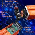 1000W Pure Sine Wave Inverter, Car Power Inverter, 12V DC to 110V AC Power Converter, Emergency Power Inverter with Type-C, Dual 5.2V/2.4A USB, 3AC Outlets for Home,Camping, RV, Truck, Vehicles