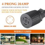 Tellegloww 25 ft 20 Amp Generator Extension Cord Compatible with NEMA L14-20P Male Plug to L14-20R Female Receptacle 4 Prong Twist Locking Generator Power Cord, STW 4x12 Gauge, 250 Volt 5000 Watts