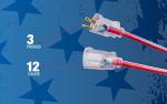 Southwire Extension Cord - Built for Outdoor & Indoor Power Use with Contractor-Grade Durability - Heavy-Duty SJTW Jacket - UL Certified - 12/3 SJTW - Red/White/Blue - 100 Foot