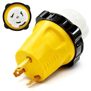 30A to 50A RV Camping Adapter with Twist Locking Connector, for 30 Amp RV Extension Cord & 50A Generator Inlet Box, NEMA TT-30P to NEMA SS2-50R Adapter Plug for Marine Shore Power, ETL Listed