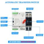 100A Automatic Transfer Switch,220V Generator Transfer Switch,Millisecond Level Dual Power Automatic Transfer Switch, with Metal Distribution Box