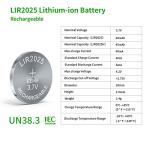EEMB 4PCS LIR2025 Rechargeable Battery 3.7V Lithium-ion Coin Button Cell Batteries 40mAh
