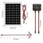 SOLPERK 10W Solar Panel Solar Battery Charger 12V Solar Panel Kit + MPPT Charge Controller, Suitable for Automotive, Motorcycle, Boat, ATV, Marine, RV, Trailer, Snowmobile, Off Grid System
