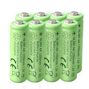 Rechargeable AA Batteries 1.2V Ni-MH 1200mAh Double A Battery for Outdoor Garden Solar Lights 8 Pack