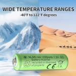 Rechargeable AA Batteries 1.2V Ni-MH 1200mAh Double A Battery for Outdoor Garden Solar Lights 8 Pack