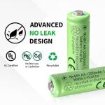 Rechargeable AA Batteries 1.2V Ni-MH 1200mAh Double A Battery for Outdoor Garden Solar Lights 8 Pack