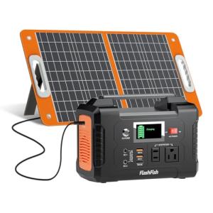 Solar Generator With Solar Panel Included, FF Flashfish 200W Portable Power Station+60W Solar Panel(DC/USB-A/USB-C Output), Backup Power Battery And Solar Panel Kit For Home Blackout/RV/Camping