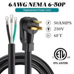 Kanayu 6.6 FT 3 Prong Power Cord for Generators