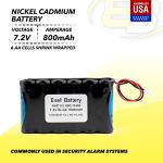 Exell 7.2V 1000mAh NiCD Alarm Backup Battery