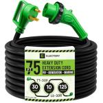 30 Amp 75 Ft RV Power Extension Cord with Adapter