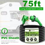 30 Amp 75 Ft RV Power Extension Cord with Adapter