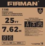 Firman 25ft Heavy Duty Generator Extension Cord