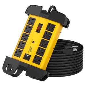 Heavy Duty Power Strip with USB and 10 Outlets