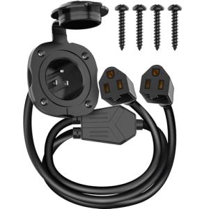 15 Amp Power Inlet Socket with Extension Cord