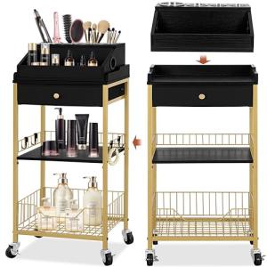 Rolling Makeup Organizer Cart with Hair Tool Holder