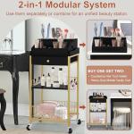 Rolling Makeup Organizer Cart with Hair Tool Holder
