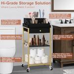 Rolling Makeup Organizer Cart with Hair Tool Holder