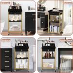 Rolling Makeup Organizer Cart with Hair Tool Holder