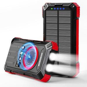 WONGKUO 49800mAh Solar Charger Power Bank - Red