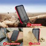 WONGKUO 49800mAh Solar Charger Power Bank - Red