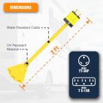 L5-30 or TT-30P to Triple 5-15R Generator Power Cord Adapter, by Journeyman Pro | 30A to 15A/110V 3-Way Splitter | 3-Prong RV Distribution Cords (2'FT TT30P to Triple 5-15R)