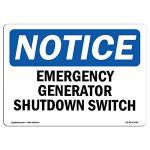 Generator Emergency Shutdown Sign - Heavy Duty Vinyl