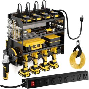Wall-Mounted Power Tool Organizer with Charging Station