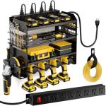 Wall-Mounted Power Tool Organizer with Charging Station