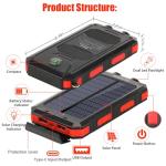 20000mAh Waterproof Solar Power Bank for Camping