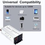 WZRELB 1200W 24V to 120V Power Inverter
