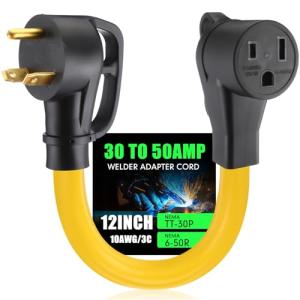 Tellegloww 1ft 30A to 50A Welder Adapter Cord
