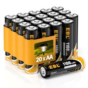 EBL 1100mAh Rechargeable Solar AA Batteries Pack 20