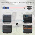 Solar to Aviation Connector Cable 12AWG 2FT