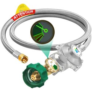 5FT Propane Regulator Hose with Gauge and QCC1