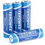 TEKOWEE 4 Pack 3.7V Rechargeable Button Top Batteries