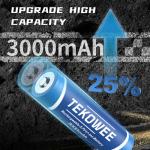 TEKOWEE 4 Pack 3.7V Rechargeable Button Top Batteries